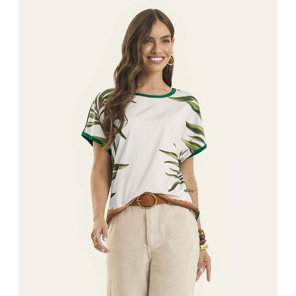 Blusa Feminina Estampada Visco Creponada Rovitex Verde