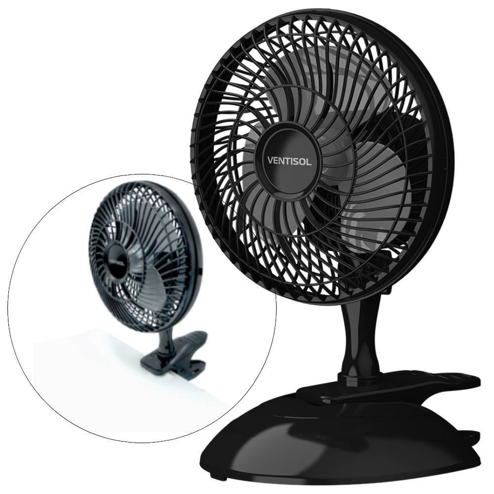 Ventilador de mesa mini 20 cm 2 velocidades - Black - Ventisol
