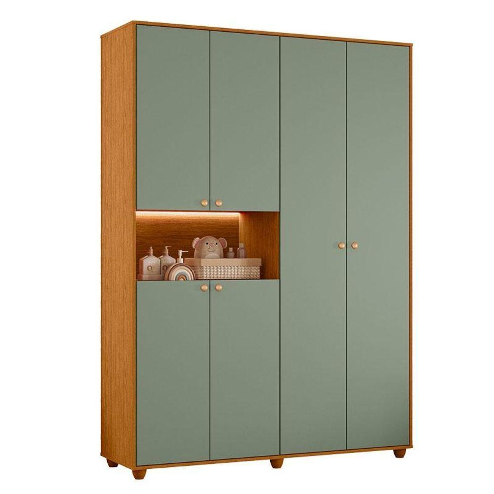 Guarda Roupa Infantil Vittoria 06 Portas Cinamomo Salvia - Moveis Albatroz