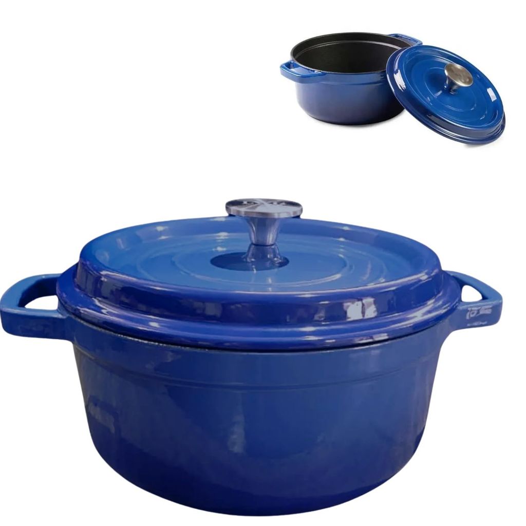 Panela Caçarola Ferro 26cm 4,5litros Azul Cerâmica Estilo Le Creuset