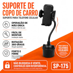 Suporte de Celular para Carro Nexsoul SP-175 Ajustável 360° Porta Copo Universal