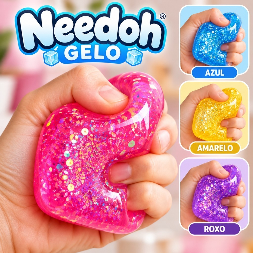 Cubo Gelo Squishy FidgeToys 5cm Com Glitter Anti Stress Sensorial Brinquedo De Apertar Infantil Squeeze 3 Anos Needoh