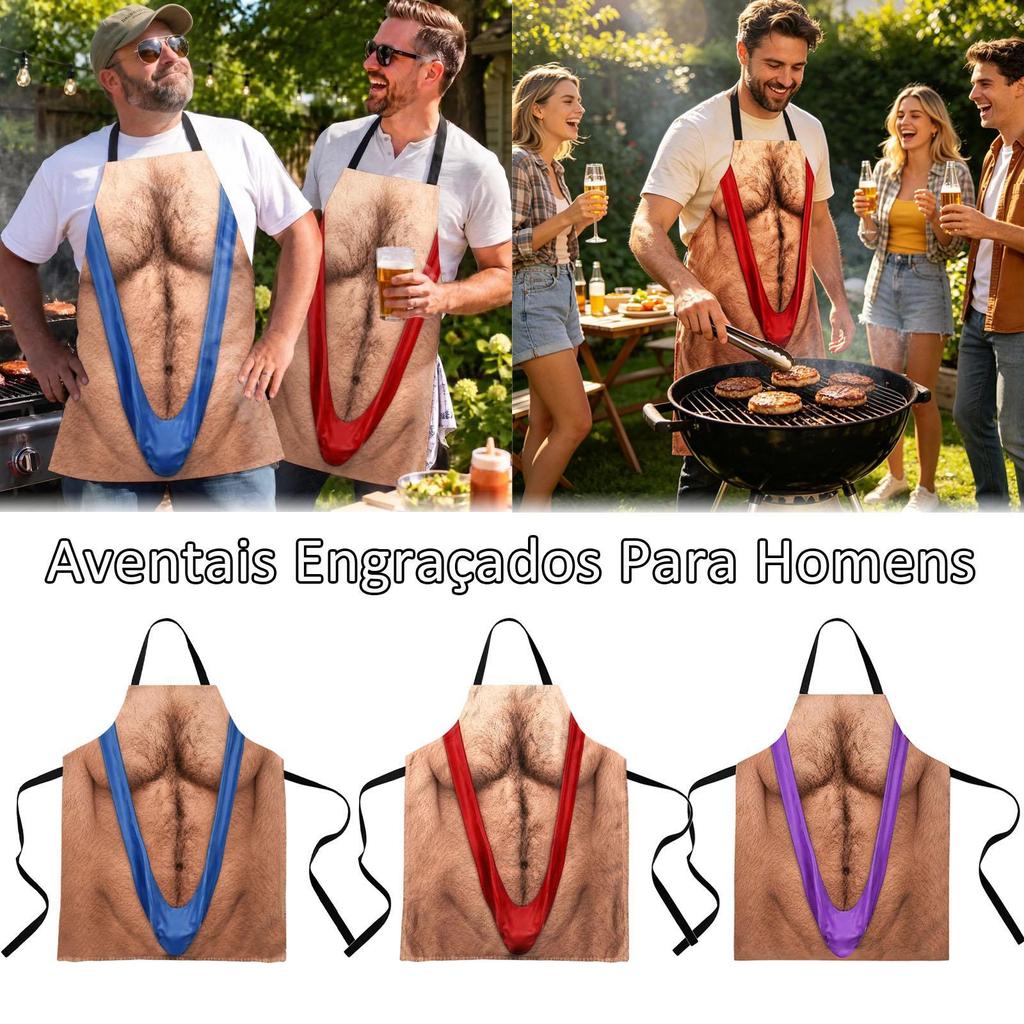 Aventais Engraçados Para Homens , Brincadeira Muscular Peluda , Fantasia De Churrasco Engraçada , Avental De Chef Pai , 