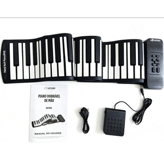 Piano portátil enrolável de 88 teclas, 128 timbres, 128 ritmos, bateria de lítio integrada de 450 mAh com autonomia de m