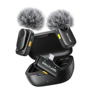 Microfone Sem Fio Hollyland Lark A2 USB-C Lapela Discreto Pequeno com Cancelamento de Ruído IA