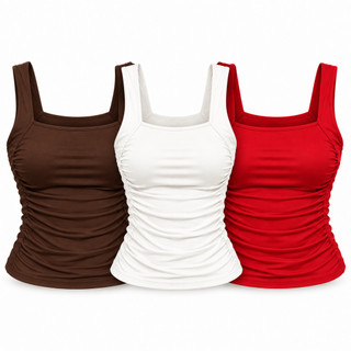 Regata Casual Feminina Kit 3 Blusa Flexível Poliamida Premium Elegante Tendencia Confortavel