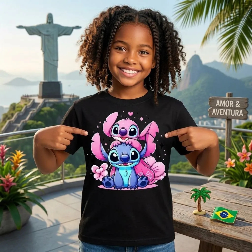 Camiseta Infantil Personagem Fofo Estampa Desenho Animado Casual Confortável Estilo Divertido Infantil