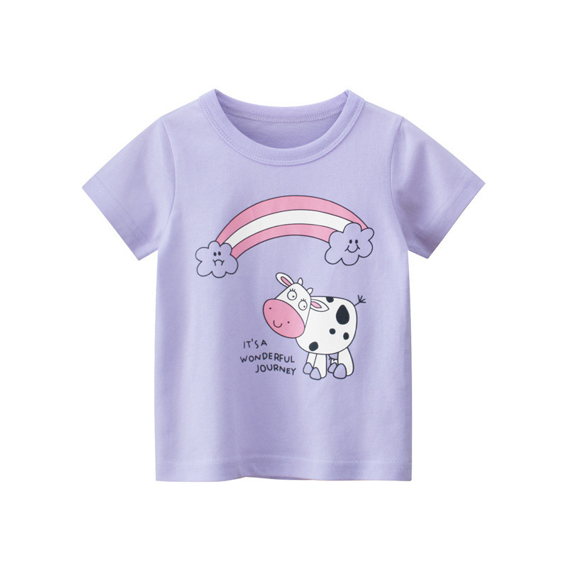 Meninas camiseta de manga curta 2026 novo estilo puro algodão médio pequeno crianças meninas verão camiseta crianças ver