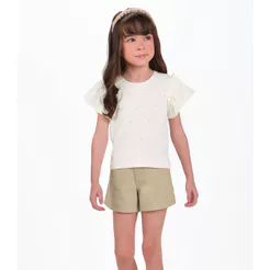 Conjunto Infantil Camiseta com Shorts Trick Nick Bege