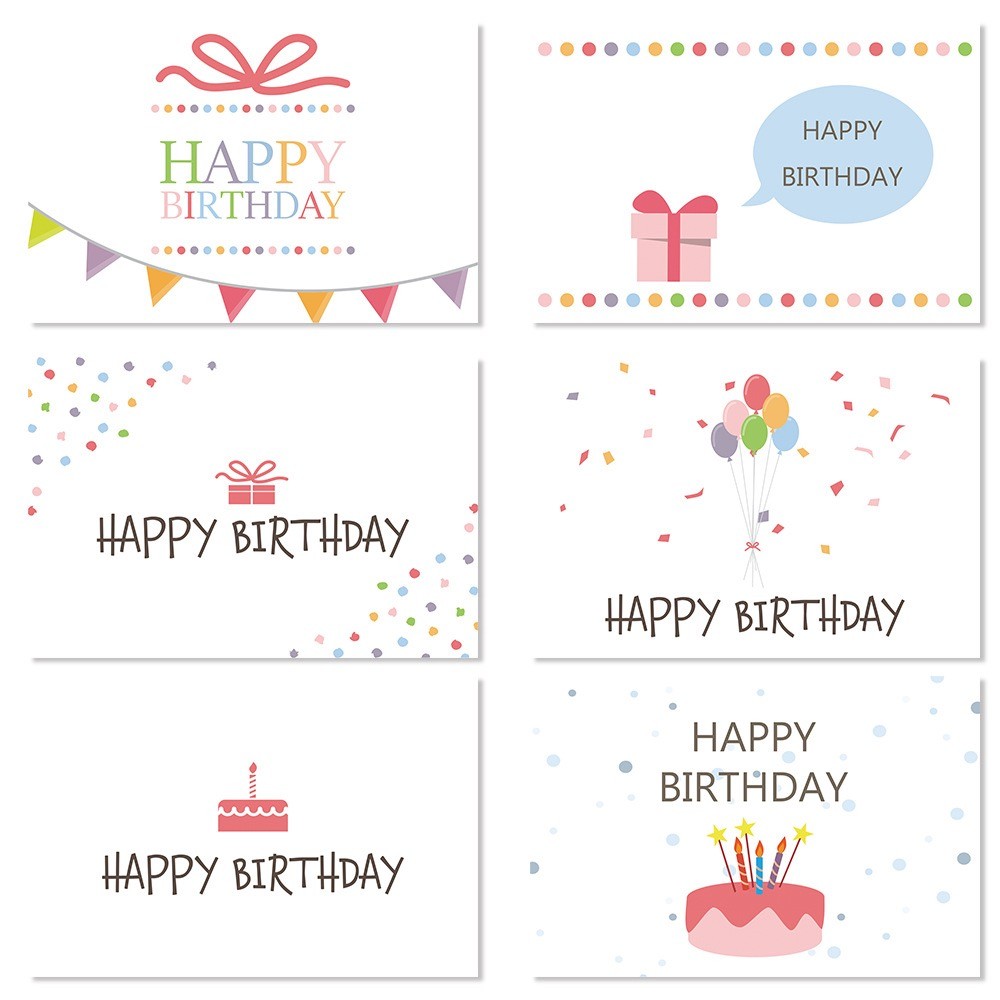 FELIZ ANIVERSÁRIO Cartão de aniversário fofo de desenho animado Cartão pequeno + Envelope + adesivo DX57