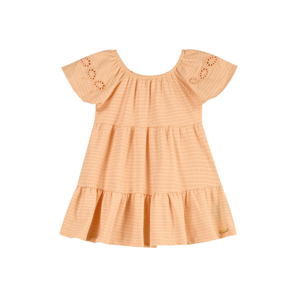 Vestido Infantil Menina Malha Linho Colorittá Laranja — imagem 2 de 2