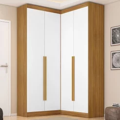 Guarda-Roupa Modulado Dormitório Casal Canto com 4 Portas Versatille Yescasa Marrom/Freijó/Branco Freijó/Branco