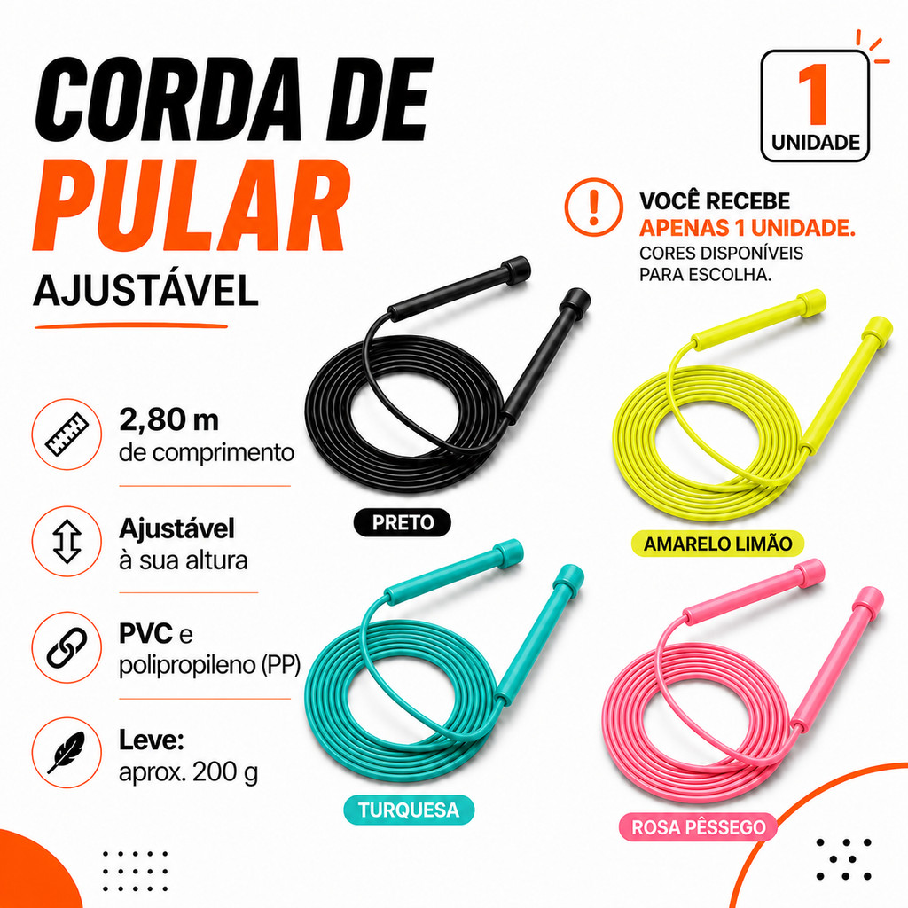 Corda de Pular Ajustável Profissional em PVC 2,80 m