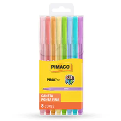 Caneta hidrográfica Pima Pen Lolipop 8 cores Pimaco