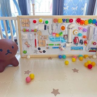 Children Parts DIY Montessori Busy Board Wood Toys Training Life Skill Lock Activity Board Accessories 1 Year Old Toddle