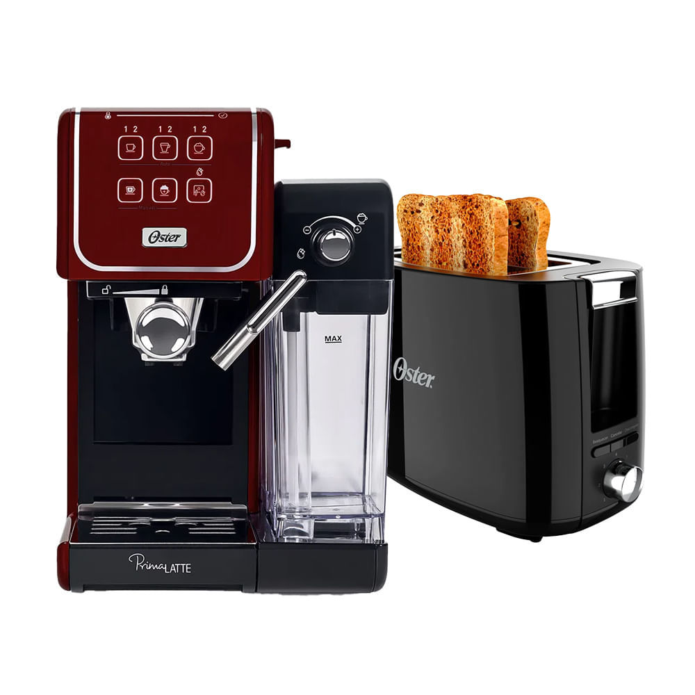 Kit Cafeteira PrimaLatte Touch Red e Torradeira Oster — oferta na Shopee