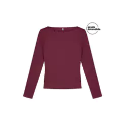 Blusa Manga Longa Feminina Pérolas Marialícia Bordô