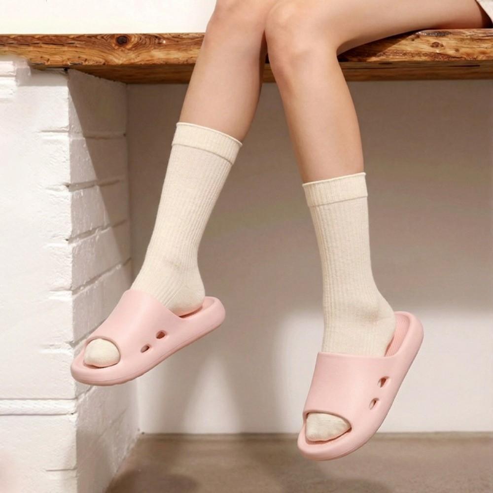 Chinelos Femininos De Fundo Plano , Sandálias Femininas Antiderrapantes Respiráveis , Sapatos Ocos De EVA De Cor Sólida 
