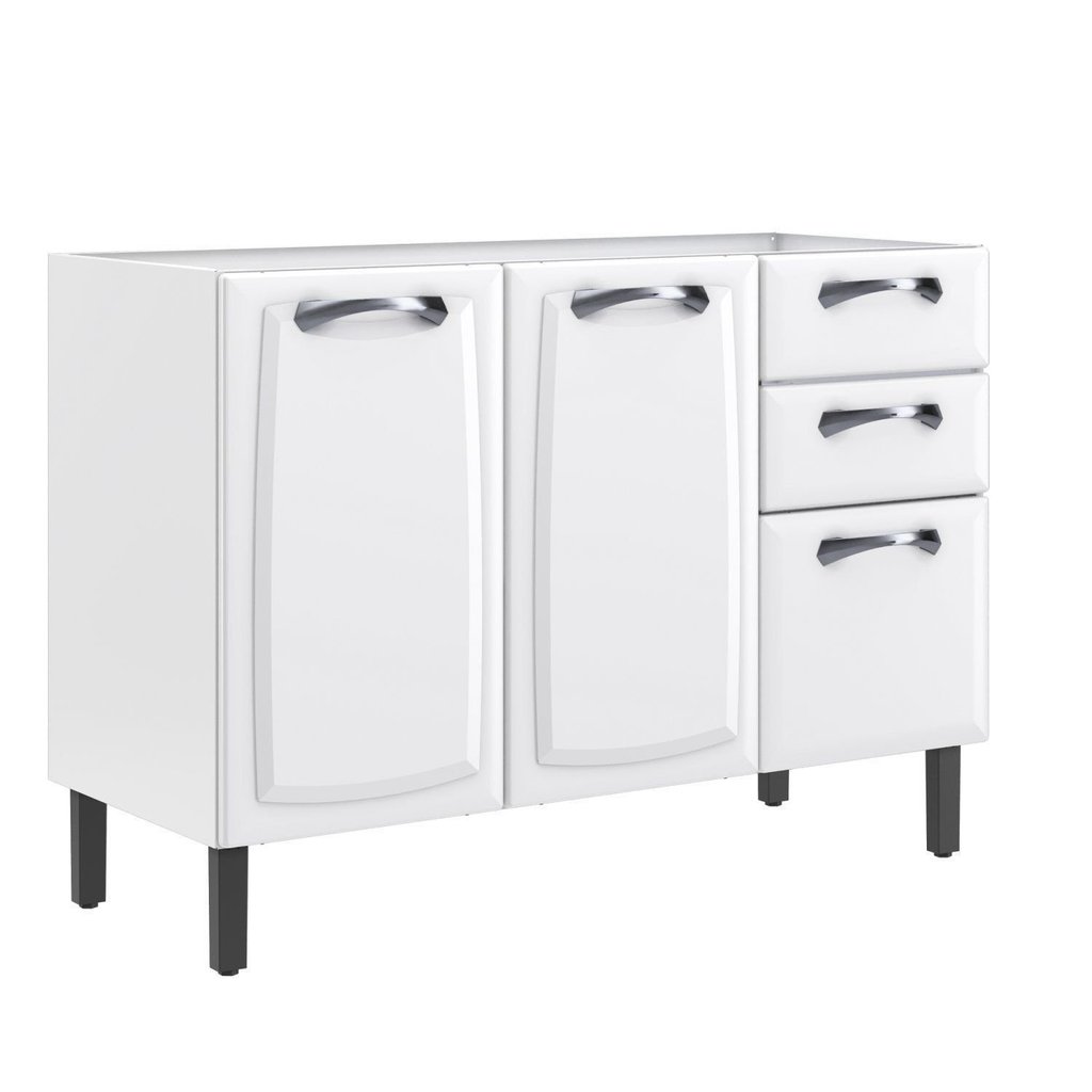 Balcão de Cozinha em Aço 3 Portas e 2 Gavetas 120cm sem Tampo New Premium Itatiaia Branco Branco · foto 2