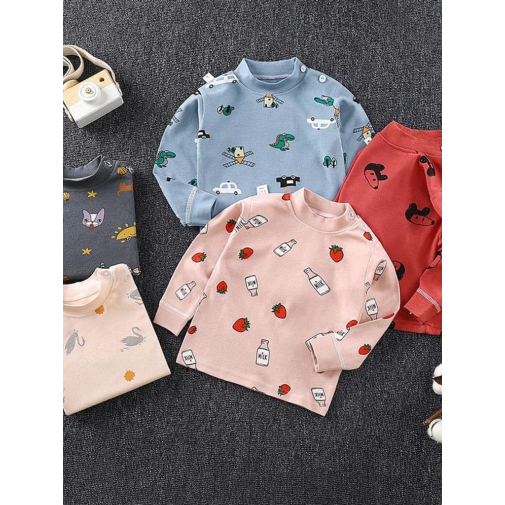 Camisa de fundo de algodão puro das crianças estilo outono manga comprida camiseta bebê meninos meninas versão coreana b