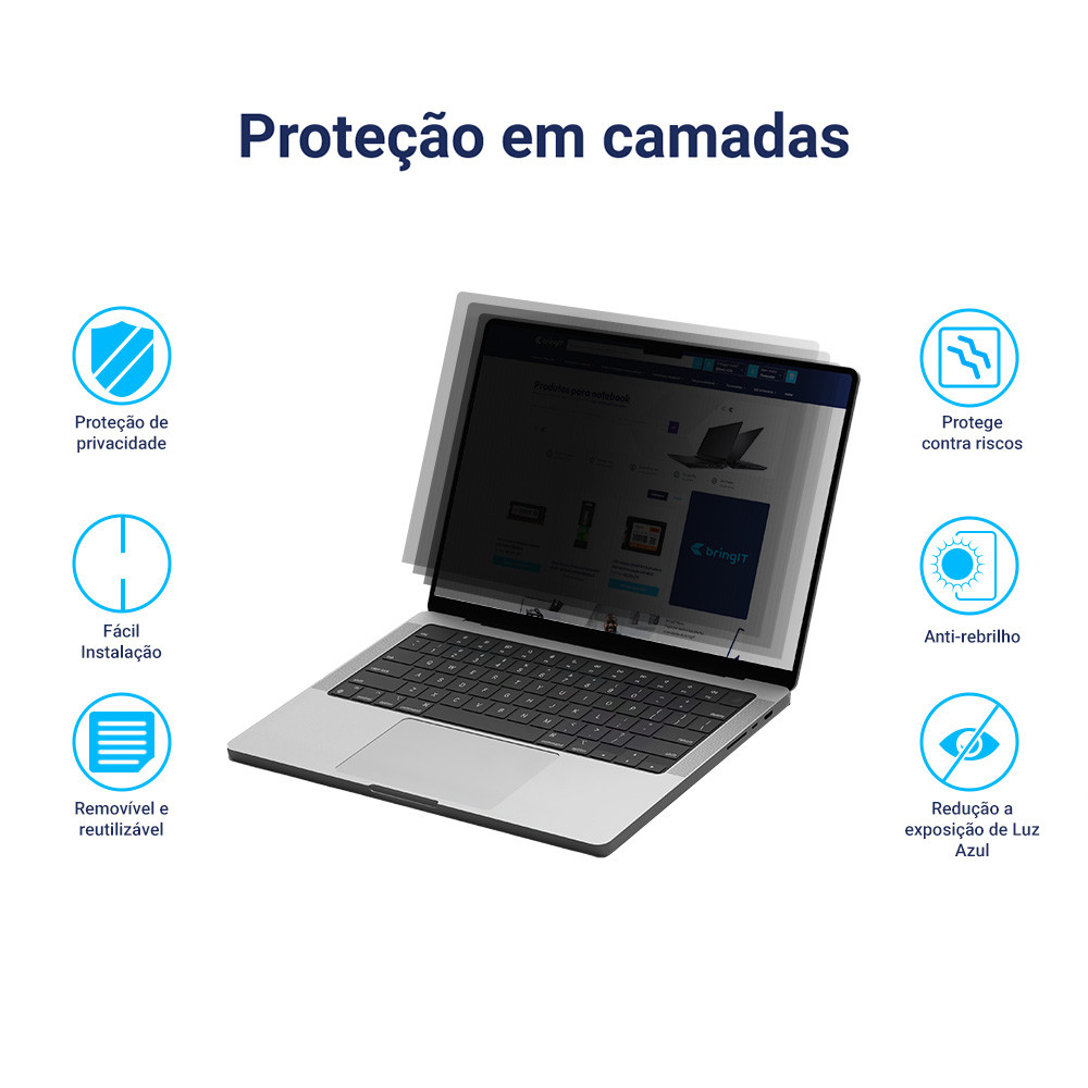Filtro de Privacidade Notebook Laptop Tela 14" 310x174 mm · foto 2