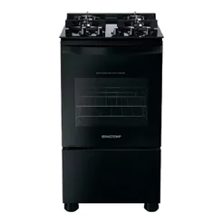 Fogão Brastemp 4 Bocas Preto com Mesa de Vidro e Grades Duplas de Ferro Fundido - BFO4VAE