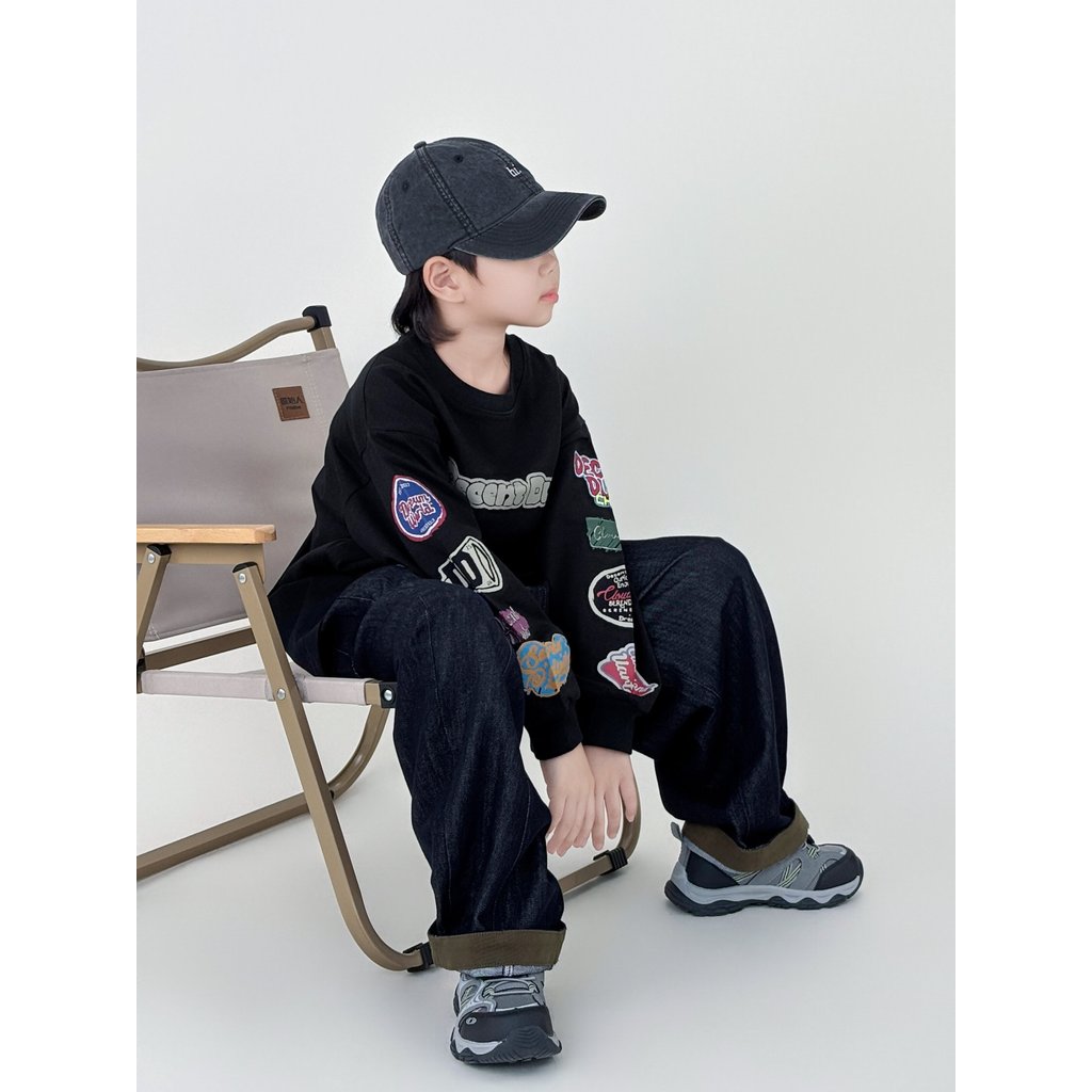 Meninos de manga comprida camiseta primavera outono novo estilo meninos topos roupa interior das crianças grandes bonito