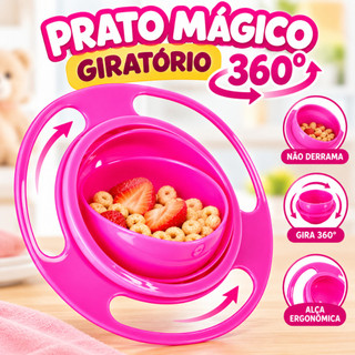 Prato Mágico Giratório 360° Infantil Anti Queda Não Derrama Bowl Bebê Antiderramamento