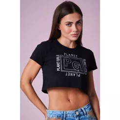 Camiseta Cropped Feminina Logo Planet Girls Preto