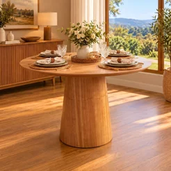 Mesa de Jantar Base Cone em Madeira Laminada 90cm Marrom/Cinamomo