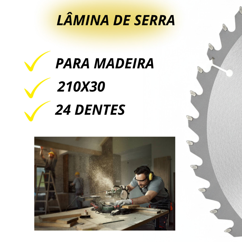 Disco de Serra para Madeira 210mm x 30mm 24 Dentes – Lynus