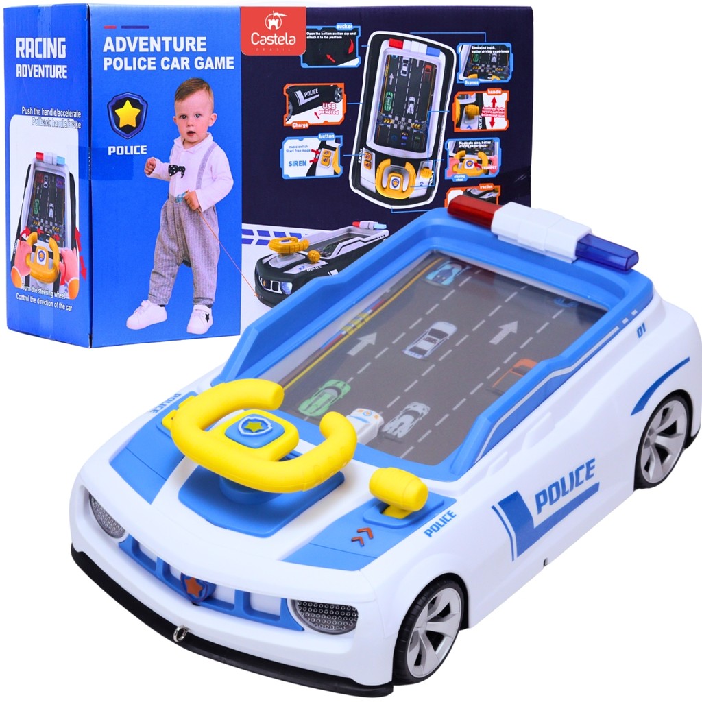 Carrinho Simulador De Direção Policial Som E Luz - Castela em Oferta na Shopee