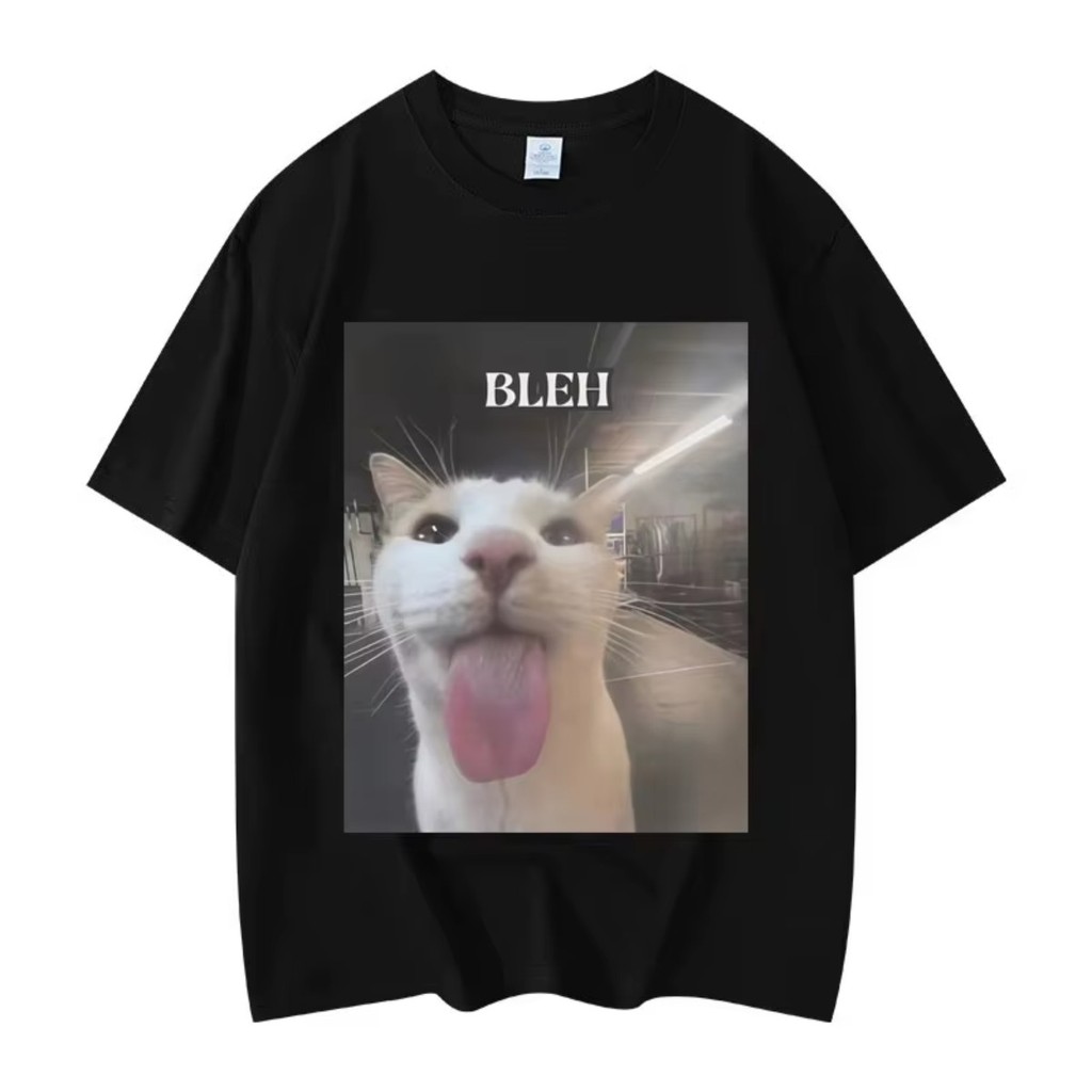 Camiseta Gato Engraçado Meme Camisa Unissex Streetwear Moda Jovem Tendência Verão Casual Manga Curta