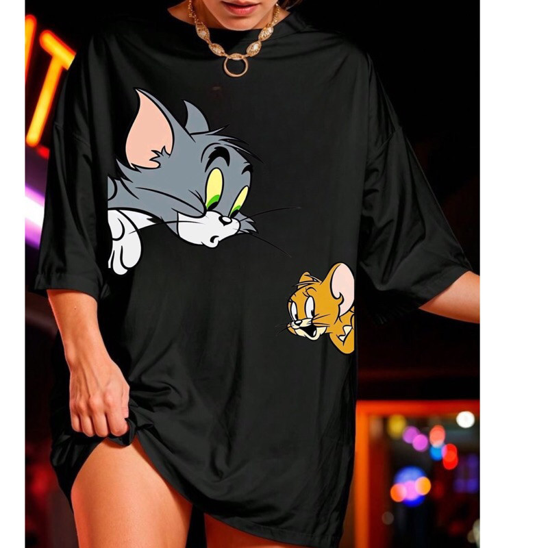 Camiseta casual estilosa personalizada Tom e Jerry camisa estampada 100% Algodão lançamento