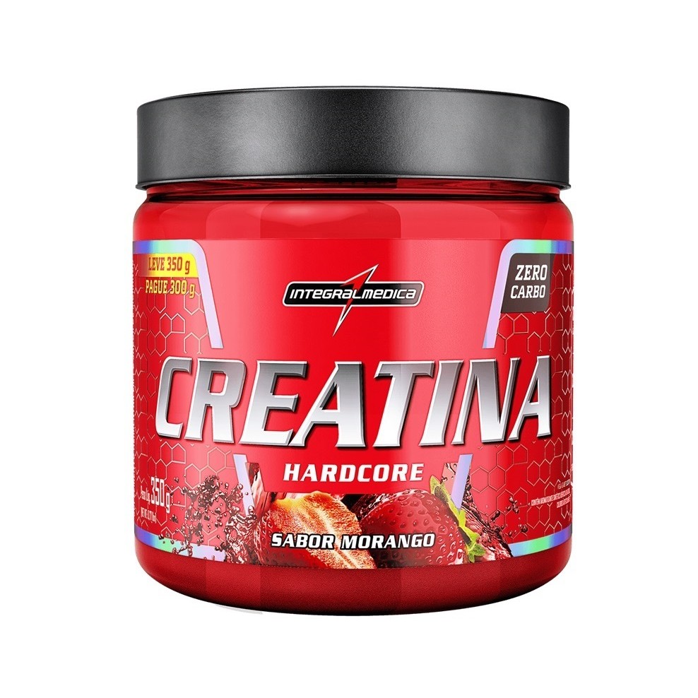 Creatina Hardcore 100% Pura 350g Integralmédica - Morango em Oferta na Shopee