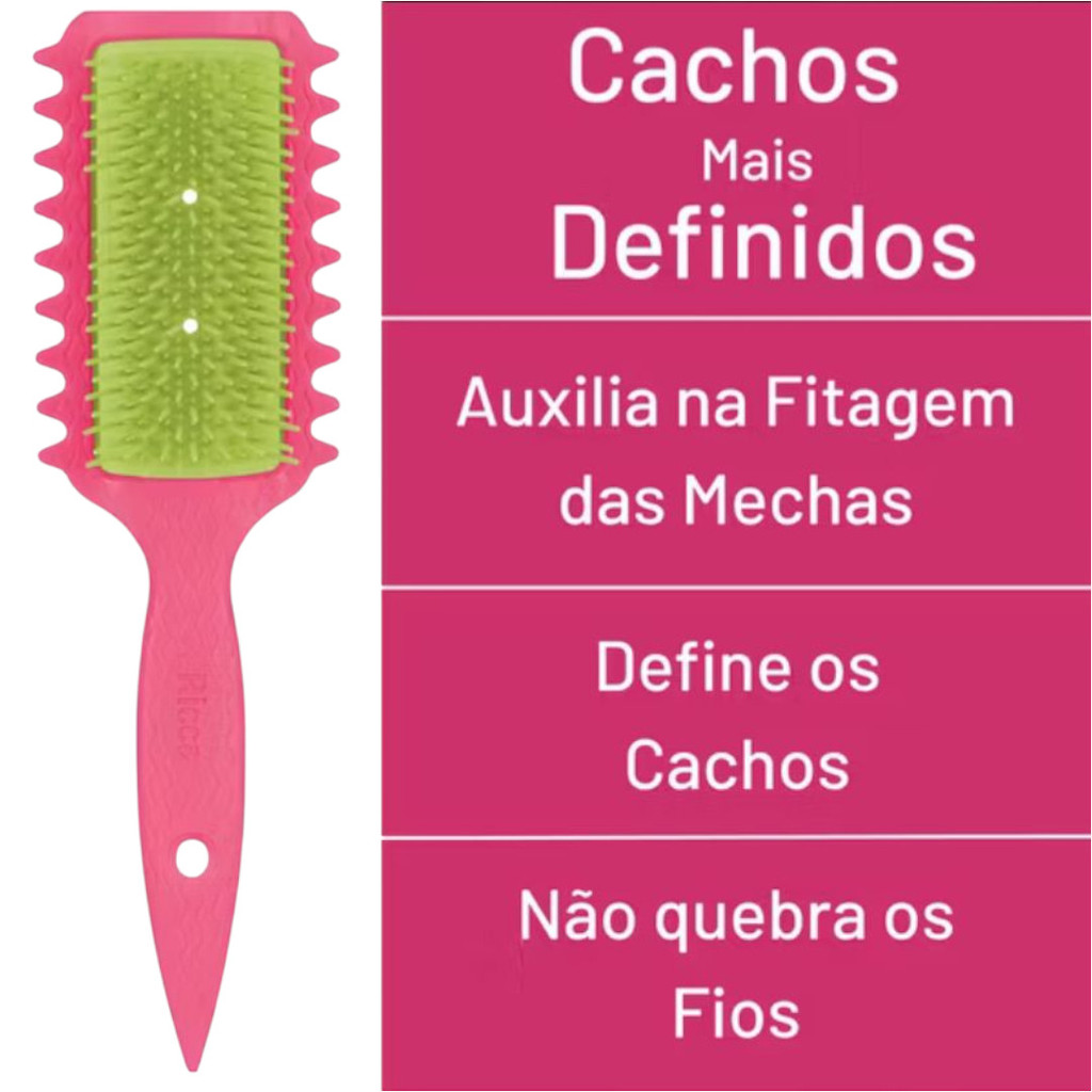 Escova Ricca Instacachos Flex Fita Curls Rosa Cachos Perfeitos e Sem Frizz em Minutos
