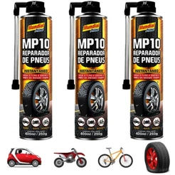 3 REPARADOR PNEU FURADOS SPRAY INSTANTÂNEO 400ML VEDA FURO ENCHE BICICLETA CARRO MOTO BIKE INFLADOR