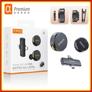 Microfone de lapela duplo redondo magnético A’Gold 2 em 1 iphone tipo c discreto entrevista podcast video em Oferta na Shopee