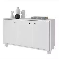 Armário Aparador Buffet 3 Portas 1 Prateleira BP Fosco BHO25 Cor Branco - BRV Móveis