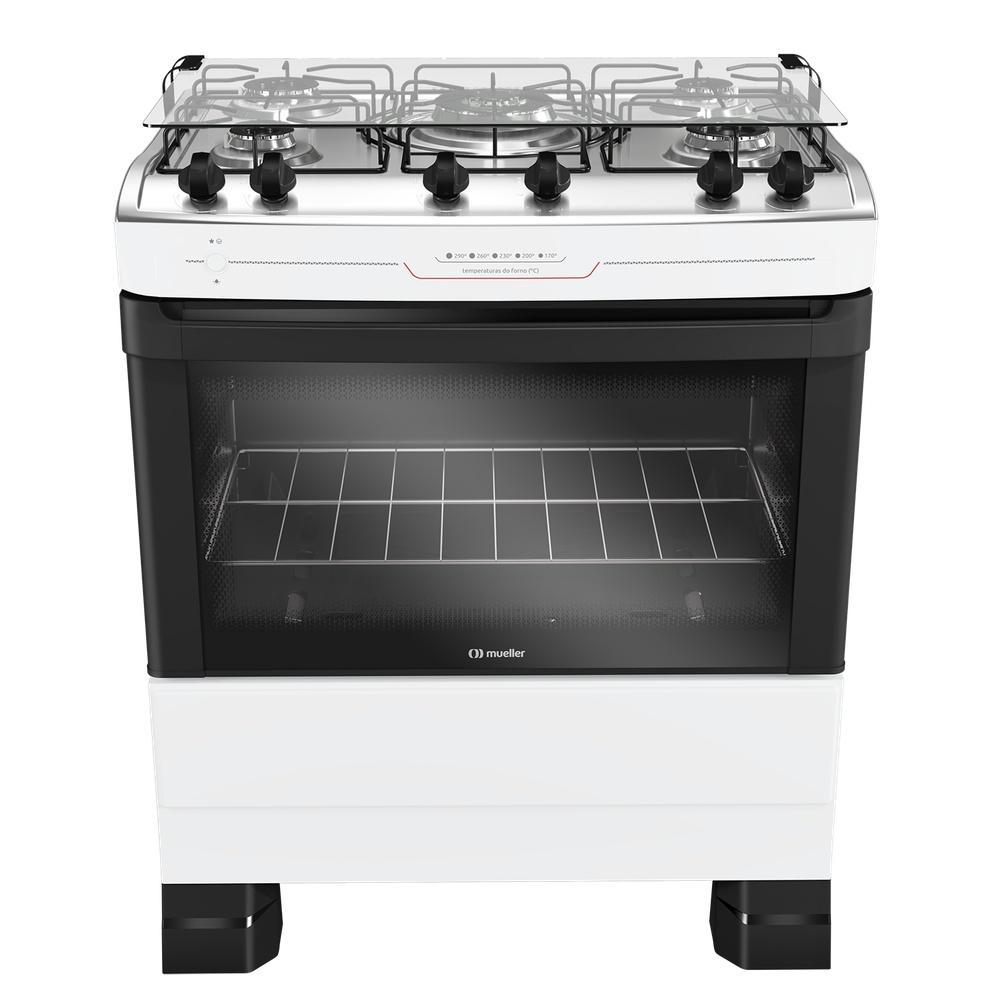 Fogão Mueller 5 Bocas Tripla Chama com Mesa Inox e Acendimento Automático Branco MFI5BF Bivolt em Oferta na Shopee