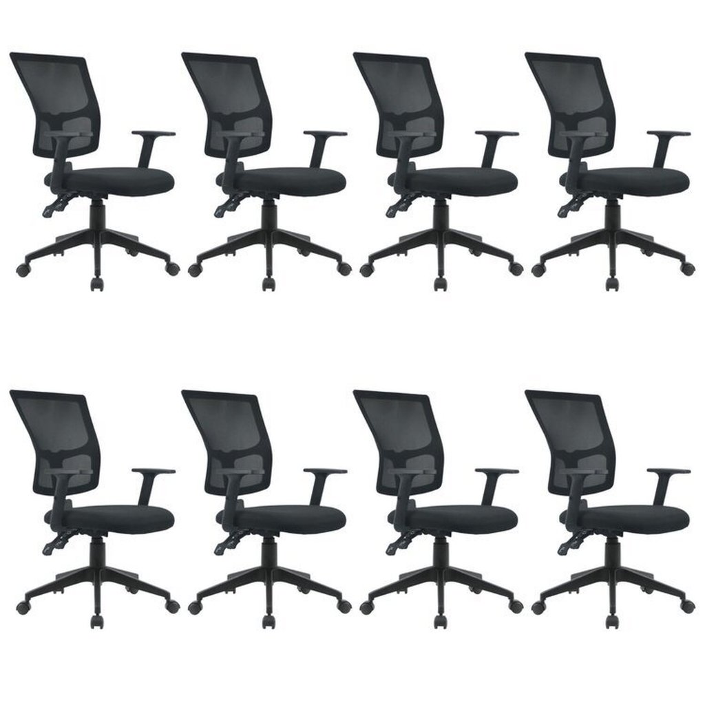 Kit 8 Cadeiras Escritório Diretor Ergonômica NR17 Tela Mesh Londres Cadeira Diretor