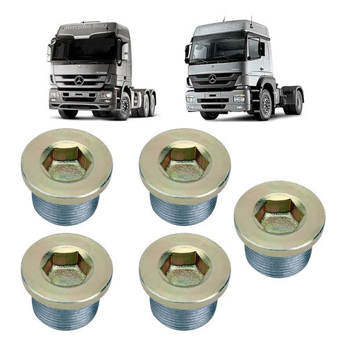Kit Bujão Roscado Cubo Redutor 24x1,5 Mercedes-benz Actros Axor - 5 Peças