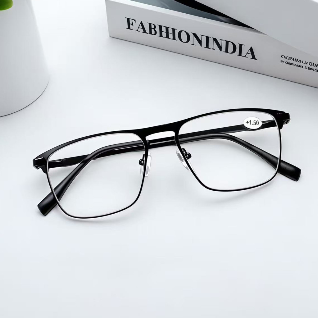Óculos com grau de leitura pra Perto Armações elegantes de metal Preto para homens e mulheres lerem e relaxarem