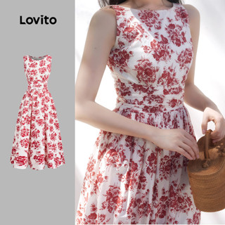 Lovito Vestido Boho com Zíper Vestido Vermelho com Pregas para Primavera/verão para mulheres L154ED1005 em Oferta na Shopee