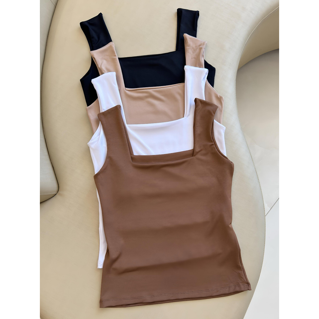 Kit 4 Blusas Feminina Regata Decote Quadrado Reto Suplex Verão Basica Lisa Moda Elegante Tendencia Blogueira