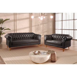 Conjunto de Sofás Chesterfield Duque Preto em Oferta na Shopee