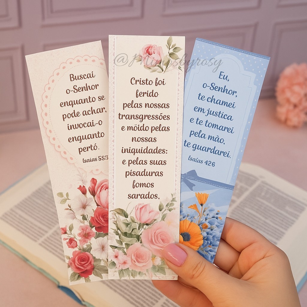 200 UNIDADES Marca-página Evangélico MODELO FLORAL  + 1 mimo – lembrancinha cristã para jovens, Bíblia e livros