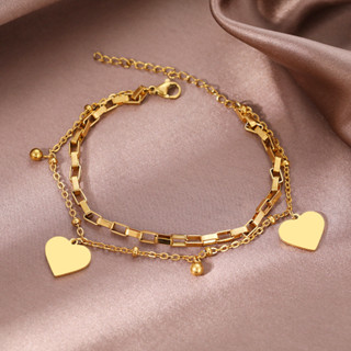 Pulseira de Encanto de Coração em Aço Inoxidável para Mulheres ANJIN.B em Oferta na Shopee