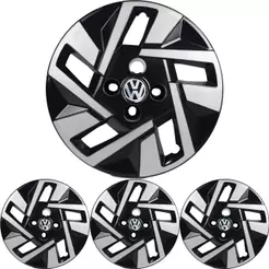4 Calota UP 2000/2024 Aro 14 Black Piano Prata Metálico + Emblema