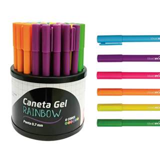 Caneta Gel Rainbow 0.7 Colorida - Display com 50 Unidades Jocar Office Leonora - 97935 em Oferta na Shopee
